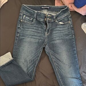 Capri jeans, gently worn and comfortable.